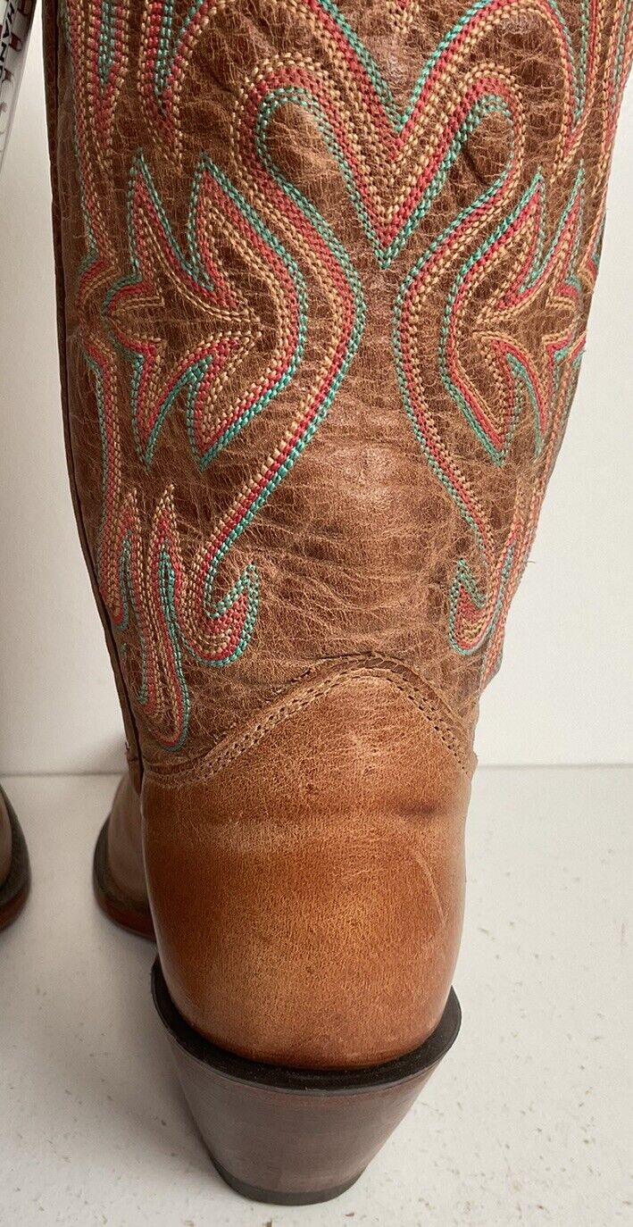 Justin Bent Rail Leather Cowgirl Boots 7 B New Without Box