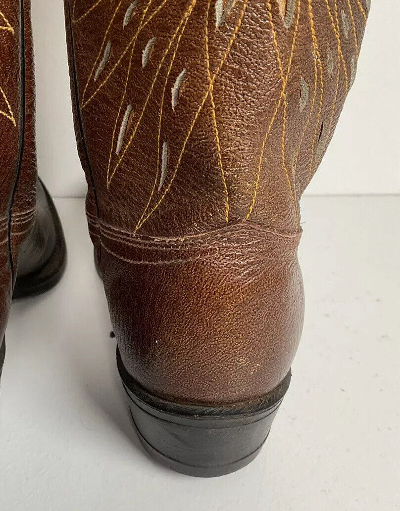 Vintage ACME Pee Wee Starburst Inlay Cowgirl Boots 7.5 A USA Made 60s Old Label