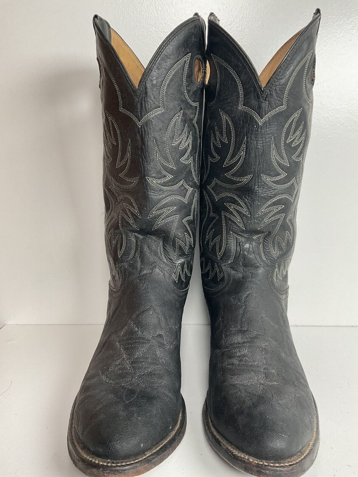 Justin Faux Elephant Print On Cowhide Buckaroo Cowboy Boots 10 D Punchy