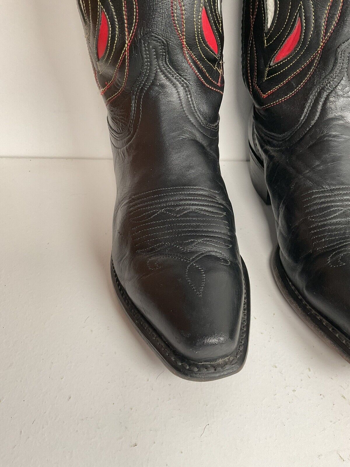 Vintage Acme Shorty Cowgirl Boots 7 M Tooled Flower Inlay