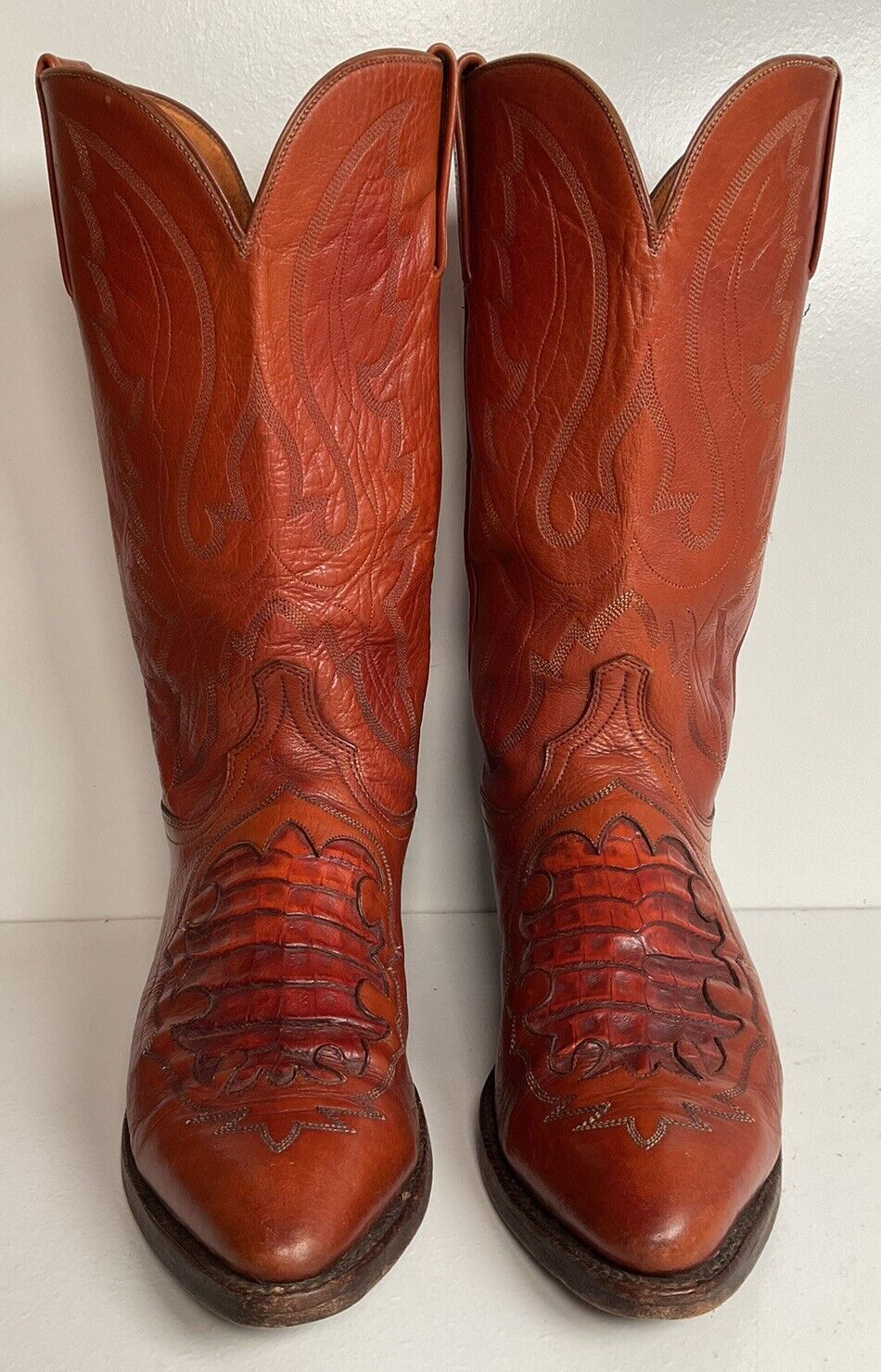 Lucchese 1883 Caiman Crocodile Inlay Cowboy Boots 9 D Exotic