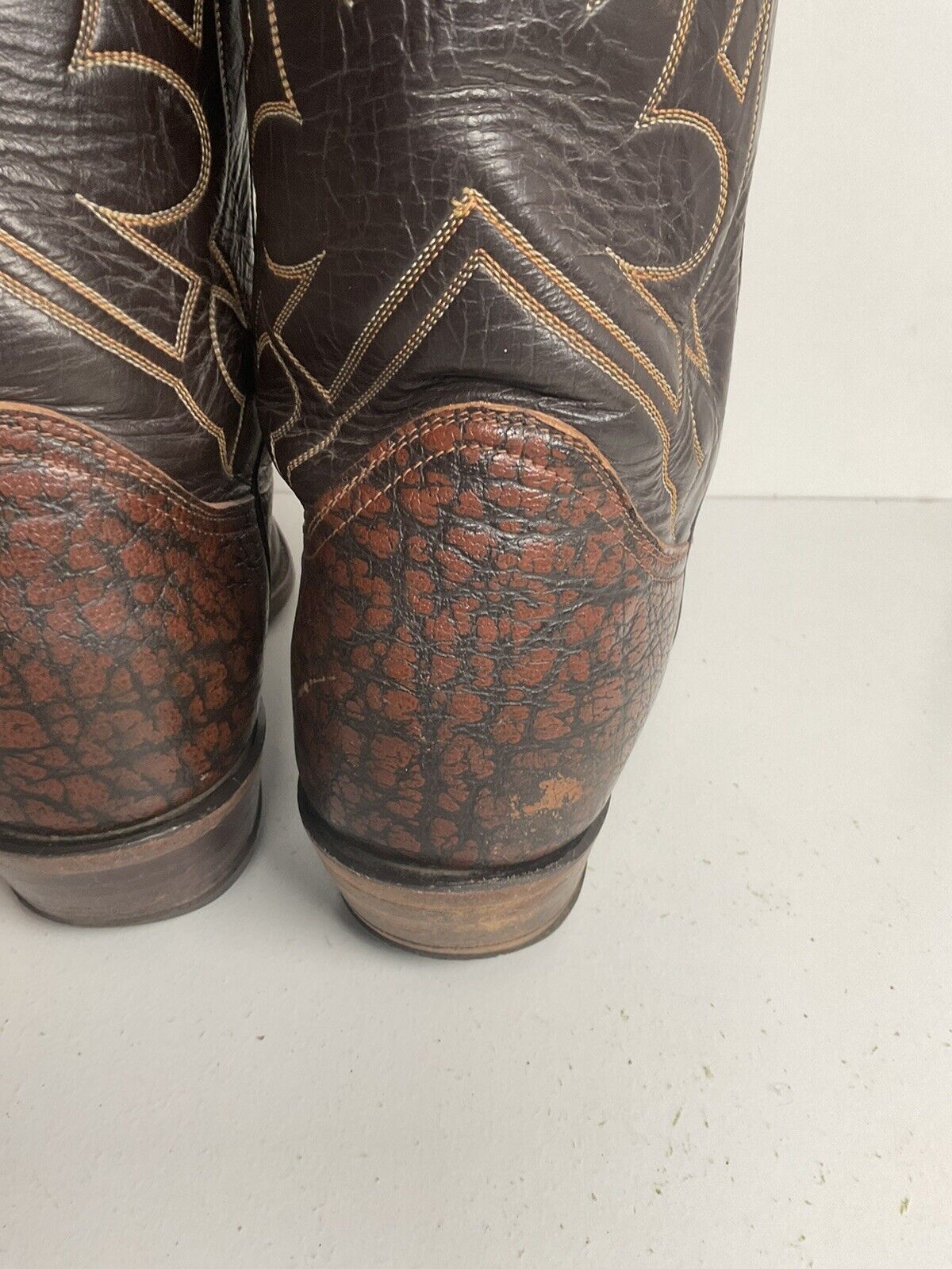 Vintage Tony Lama Exotic Caribou Leather Cowboy Boots 11 AA Black Label