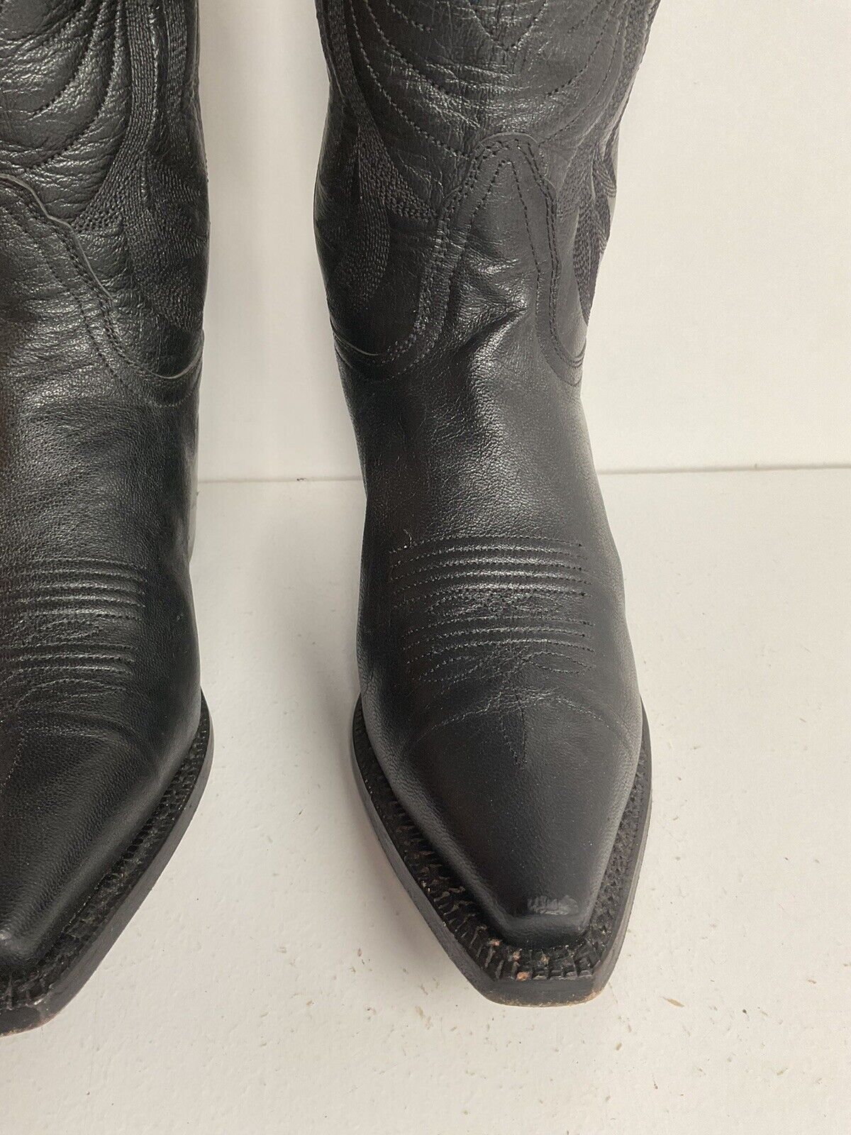 Nocona 15” Tall Black Leather Cowgirl Boots 6.5 B