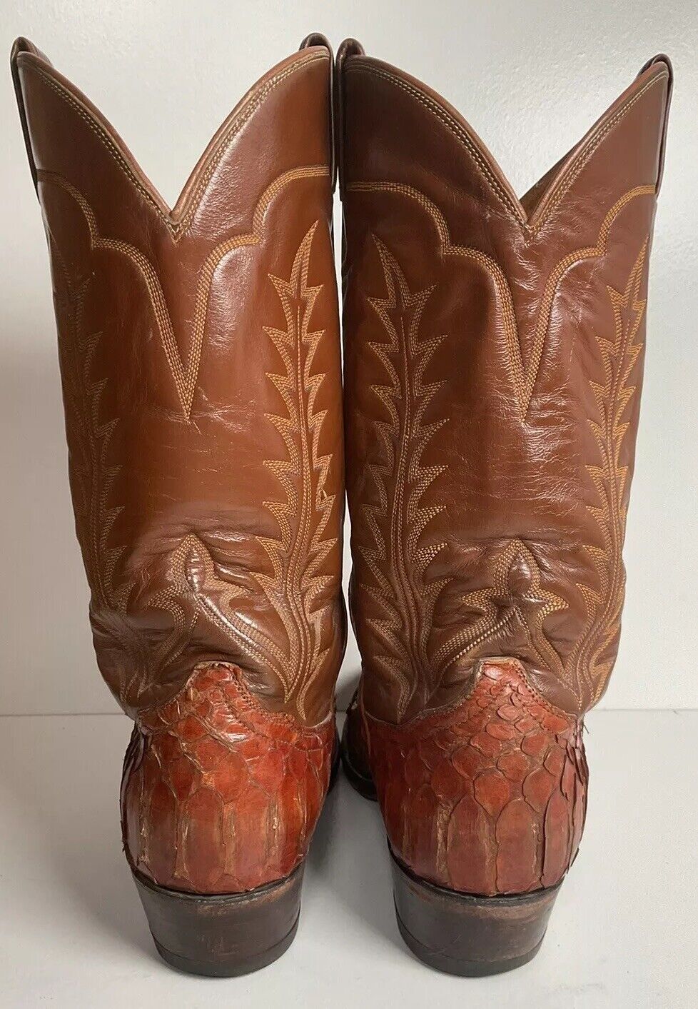 Vintage Tony Lama Back Cut Python Cowboy Boots 10.5 D Snakeskin Black Label