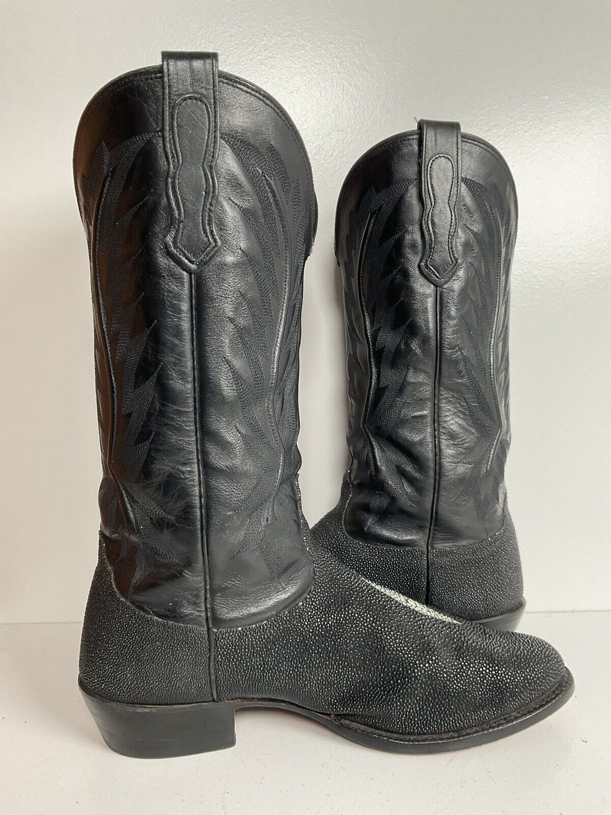 Nocona Exotic Stingray Cowboy Boots 9 D USA Black