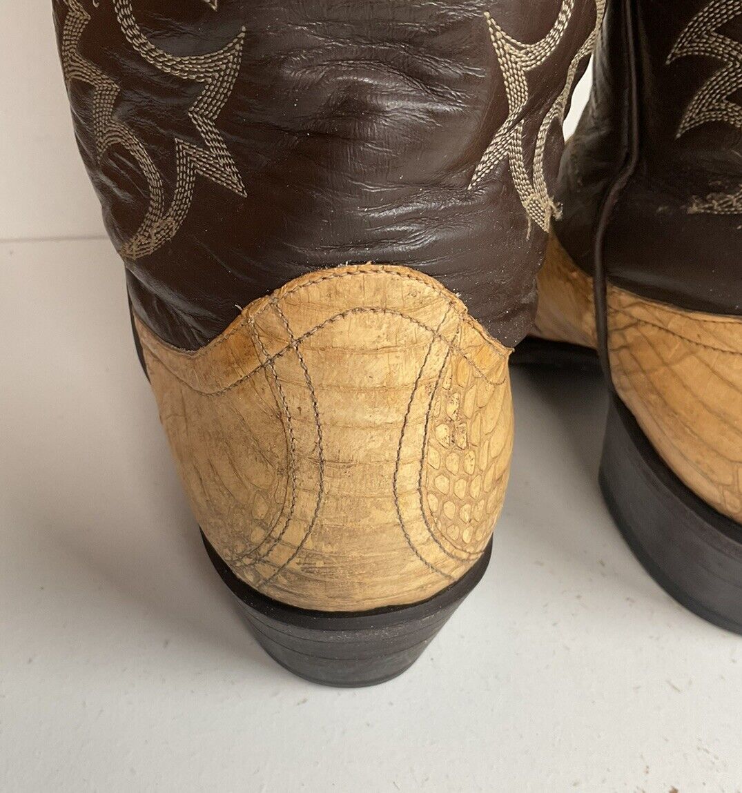 Vintage Larry Mahan King Cobra Snakeskin Cowboy Boots 9 D