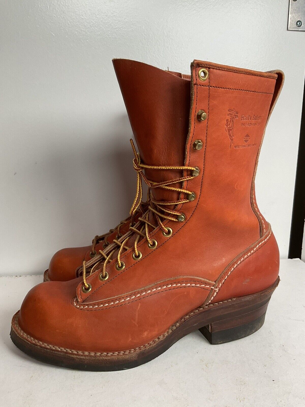 Wesco for Hall’s Safety Linesman Boots 8.5 D Job Master Old Logo West Coast