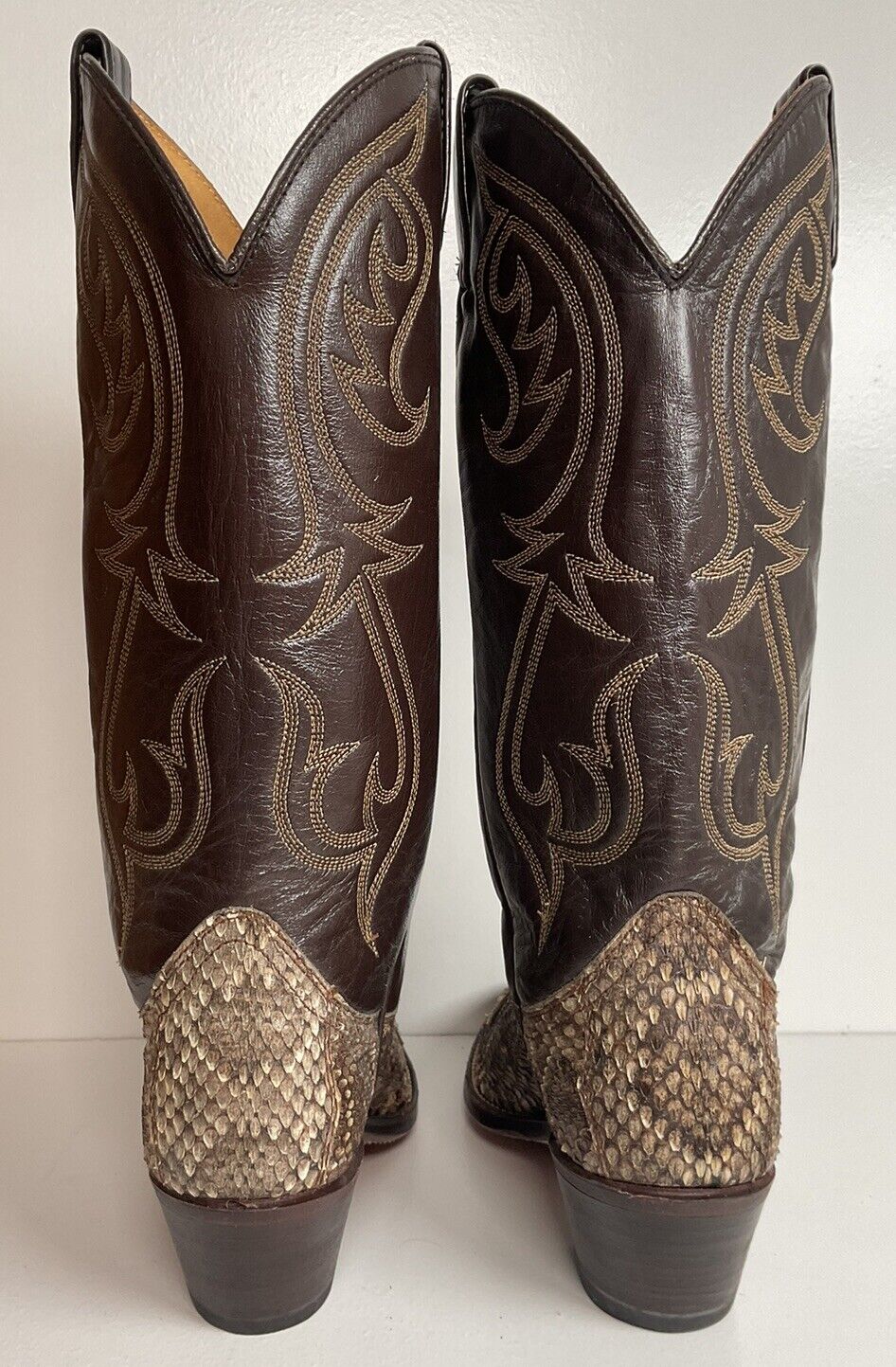 Vintage Dingo Acme Diamondback Rattlesnake Cowboy Boots 8 D USA Made Snakeskin