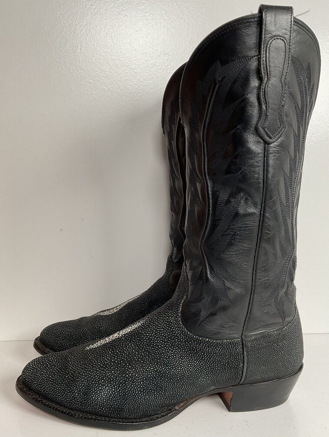 Nocona Exotic Stingray Cowboy Boots 9 D USA Black