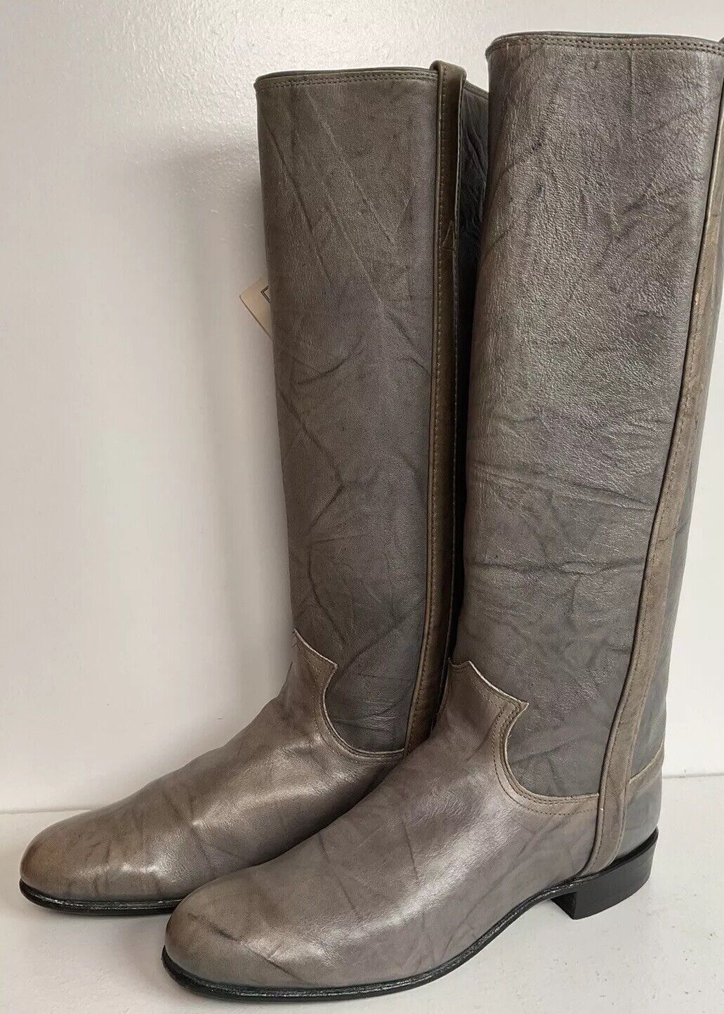 Vintage Justin Grey Marbled Campus Riding Boots 7 B USA Made