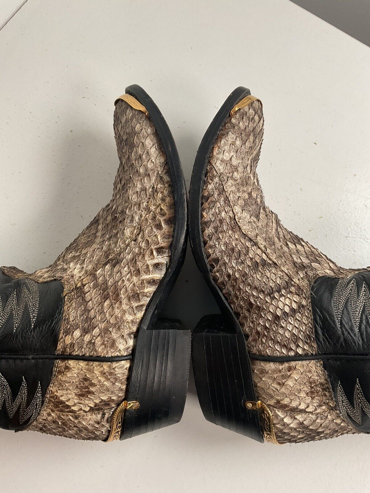 Cowtown Diamondback Rattlesnake Cowboy Boots 8.5 EE USA Made Snakeskin