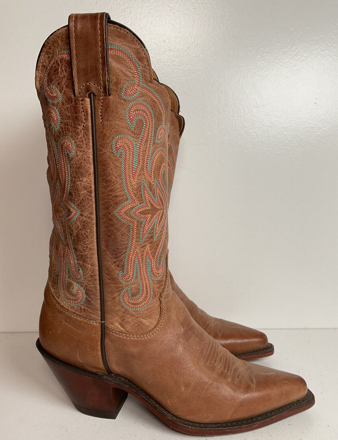 Justin Bent Rail Leather Cowgirl Boots 7 B New Without Box