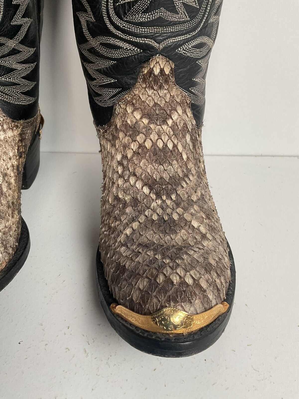 Cowtown Diamondback Rattlesnake Cowboy Boots 8.5 EE USA Made Snakeskin