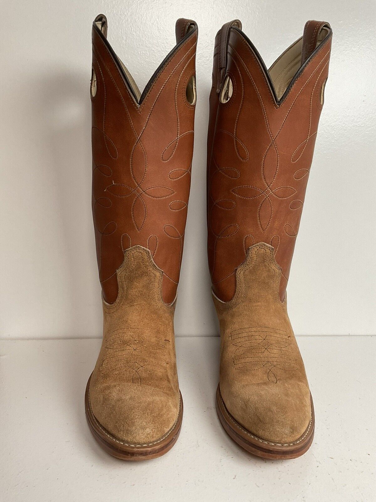 Vintage Dingo Acme Men’s Suede Rough Out Buckaroo Cowboy Boots 8 B USA Made