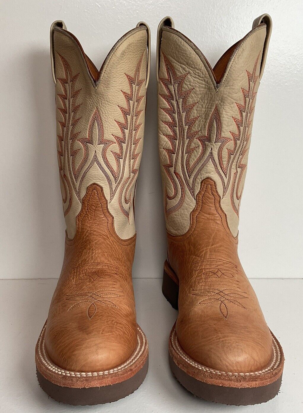 Vintage Tony Lama Cowgirl Shorty Roper Boots 6.5 B Crepe White Label