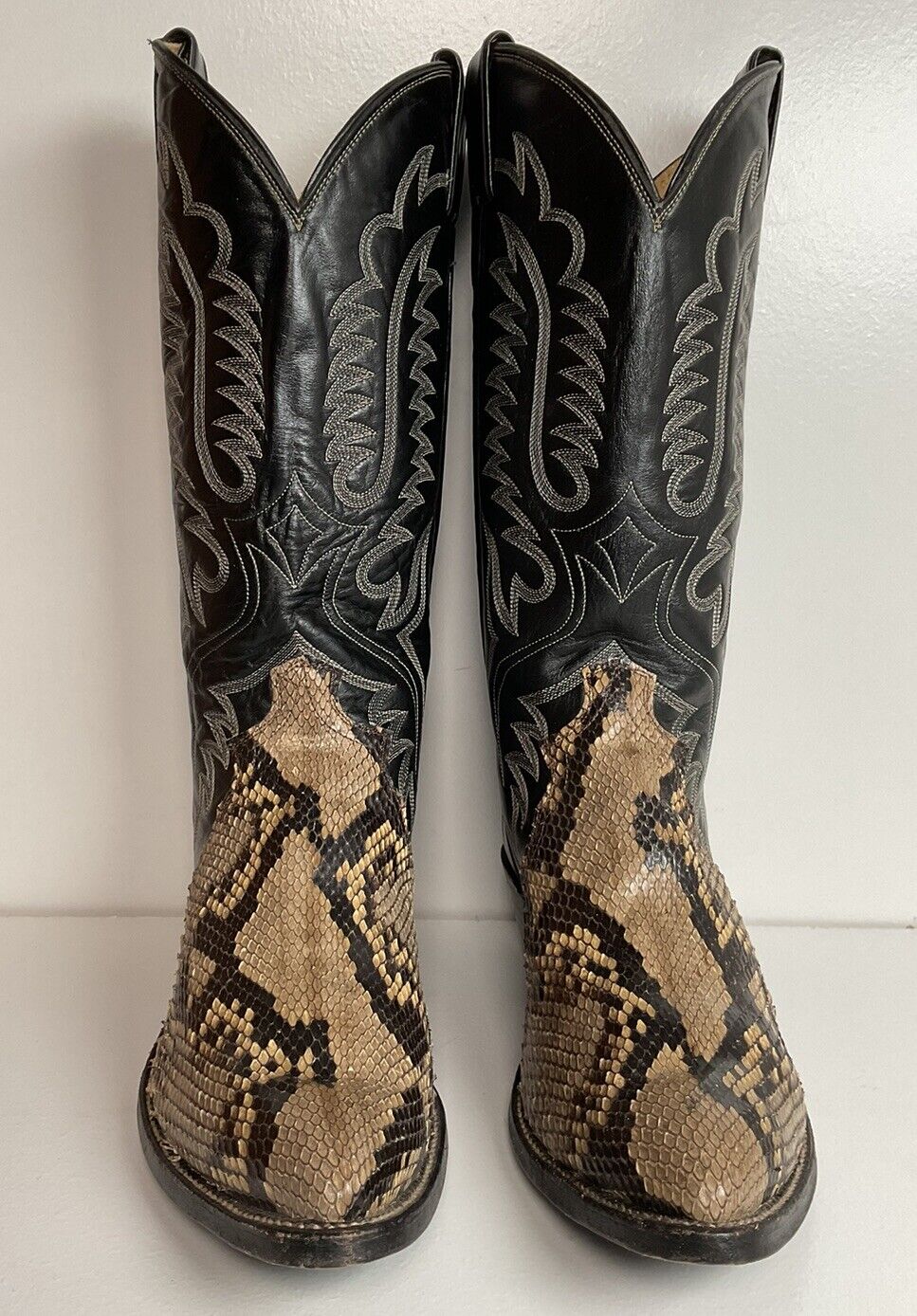 Justin Front Cut Python Snakeskin Cowboy Boots 8.5 D Triad USA Made