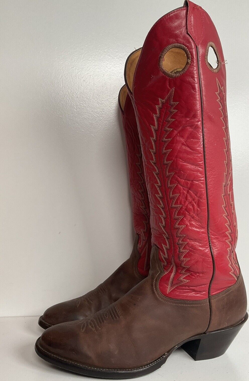 Vintage Tony Lama 18” Buckaroo Cowboy Boots 11 D Punchy USA