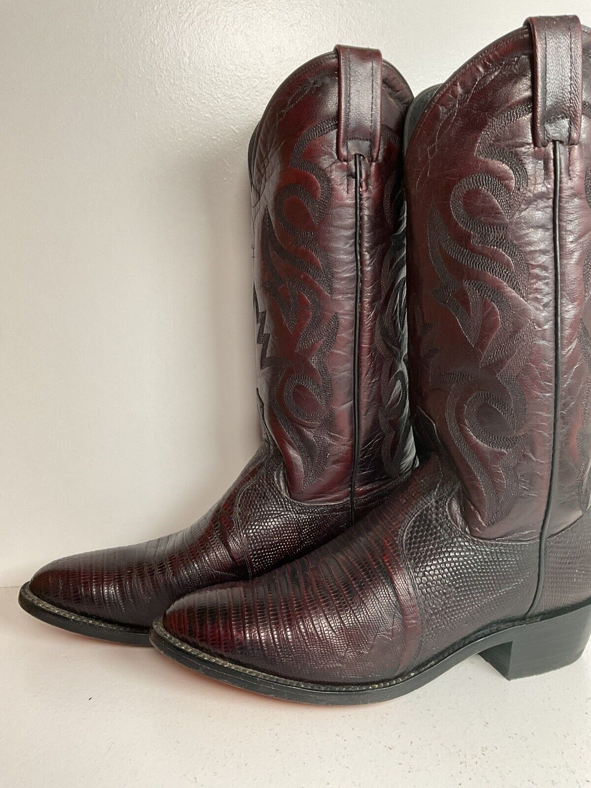 Dan Post Black Cherry Teju Lizard Cowboy Boots 8 D