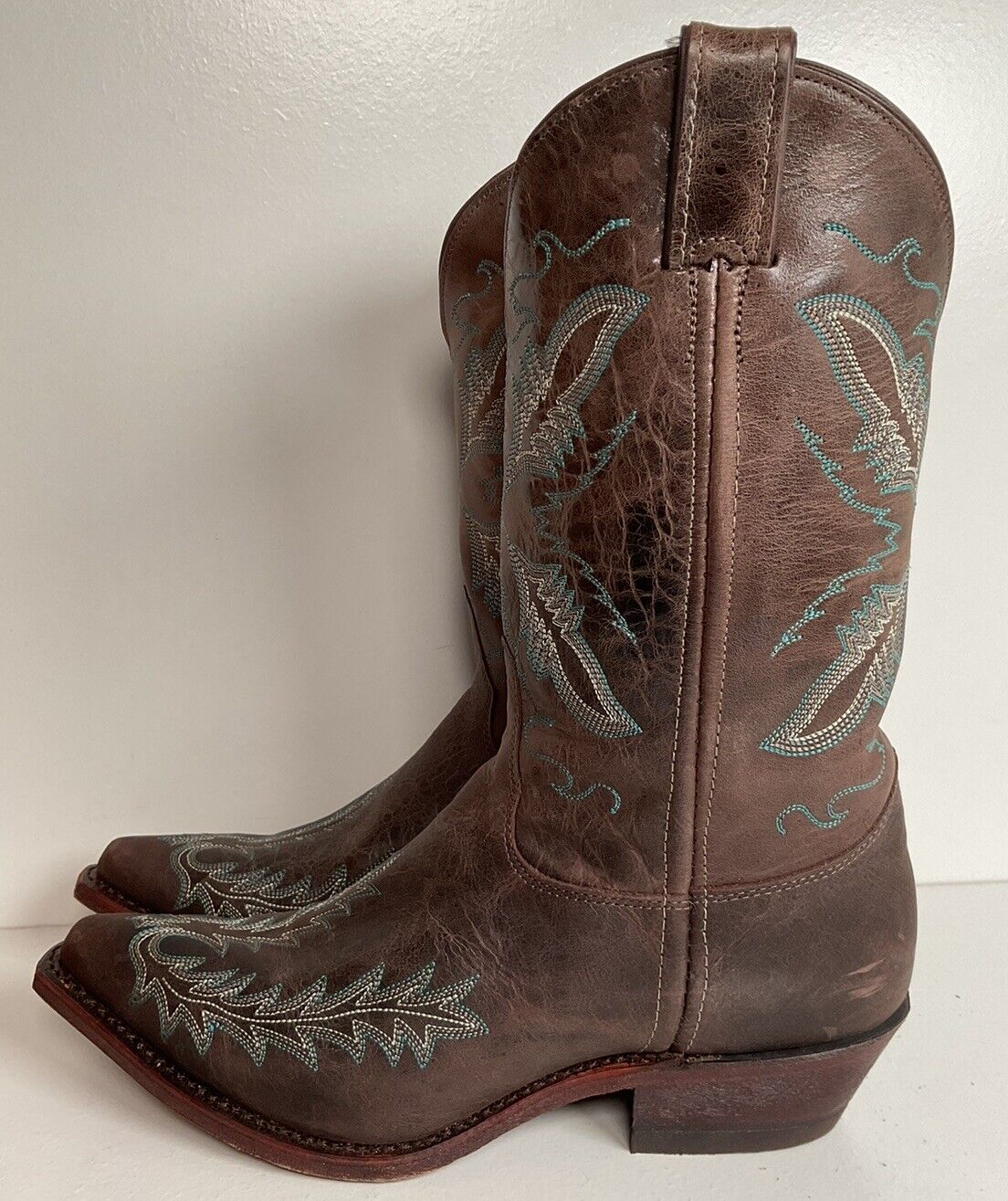 Justin Women’s Bent Rail Cowgirl Boots 9 B Distressed Chocolate Puma