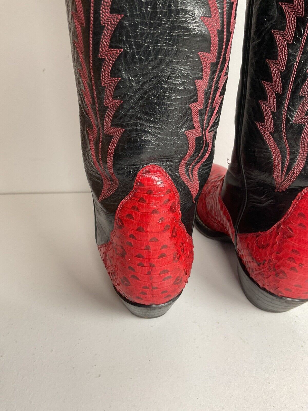 Tony Lama 15” Tall Red Snakeskin Cowgirl Boots 6 M Thieves Market