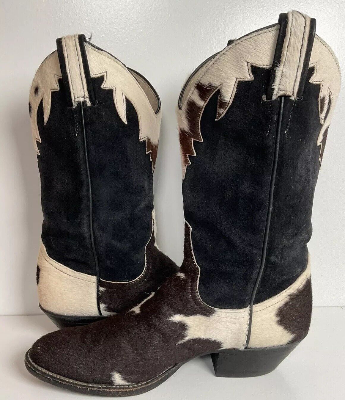 Vintage Larry Mahan Cow Hair Cowgirl Pony Boots 8 B