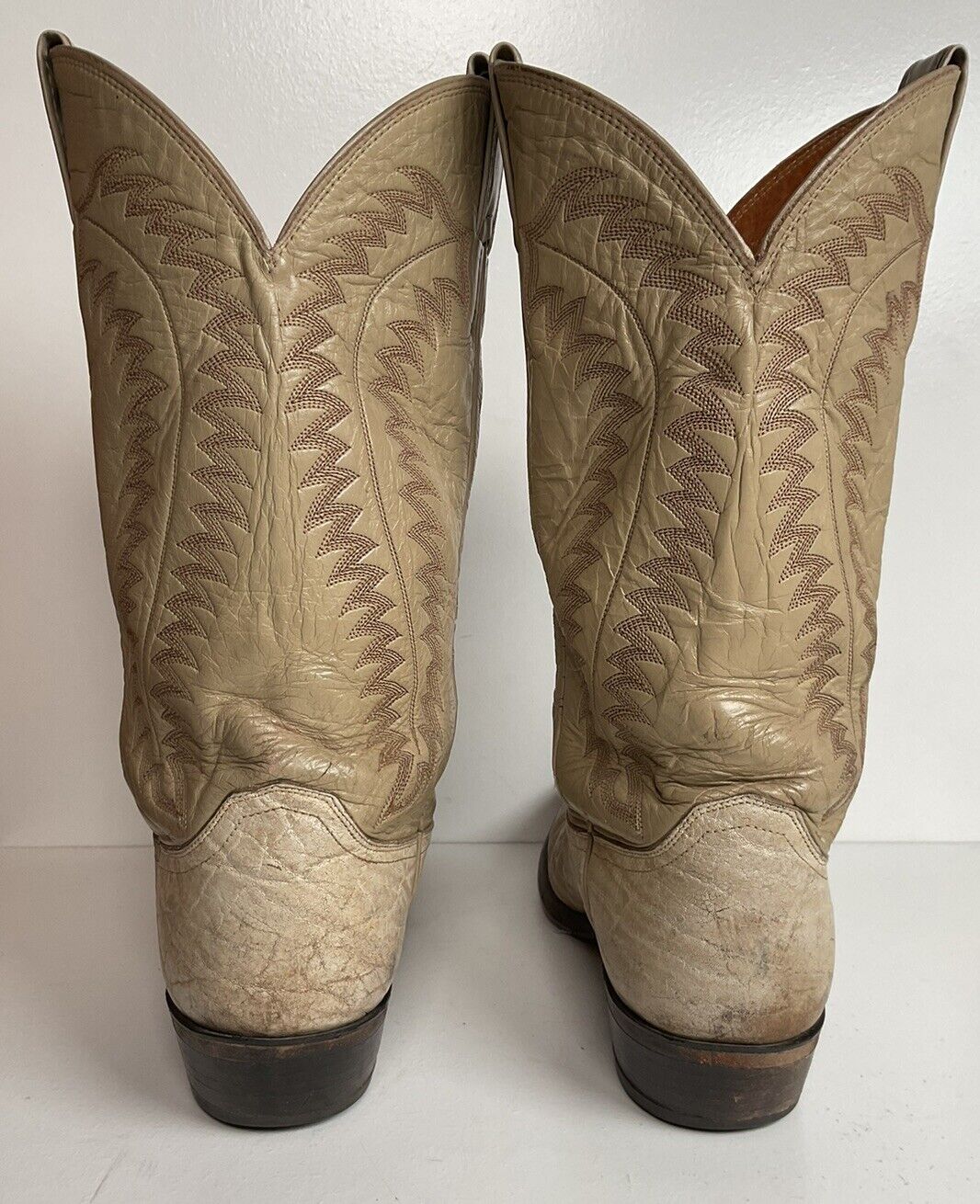 Vintage Justin Exotic Elephant Cowboy Boots 12 AA Distressed