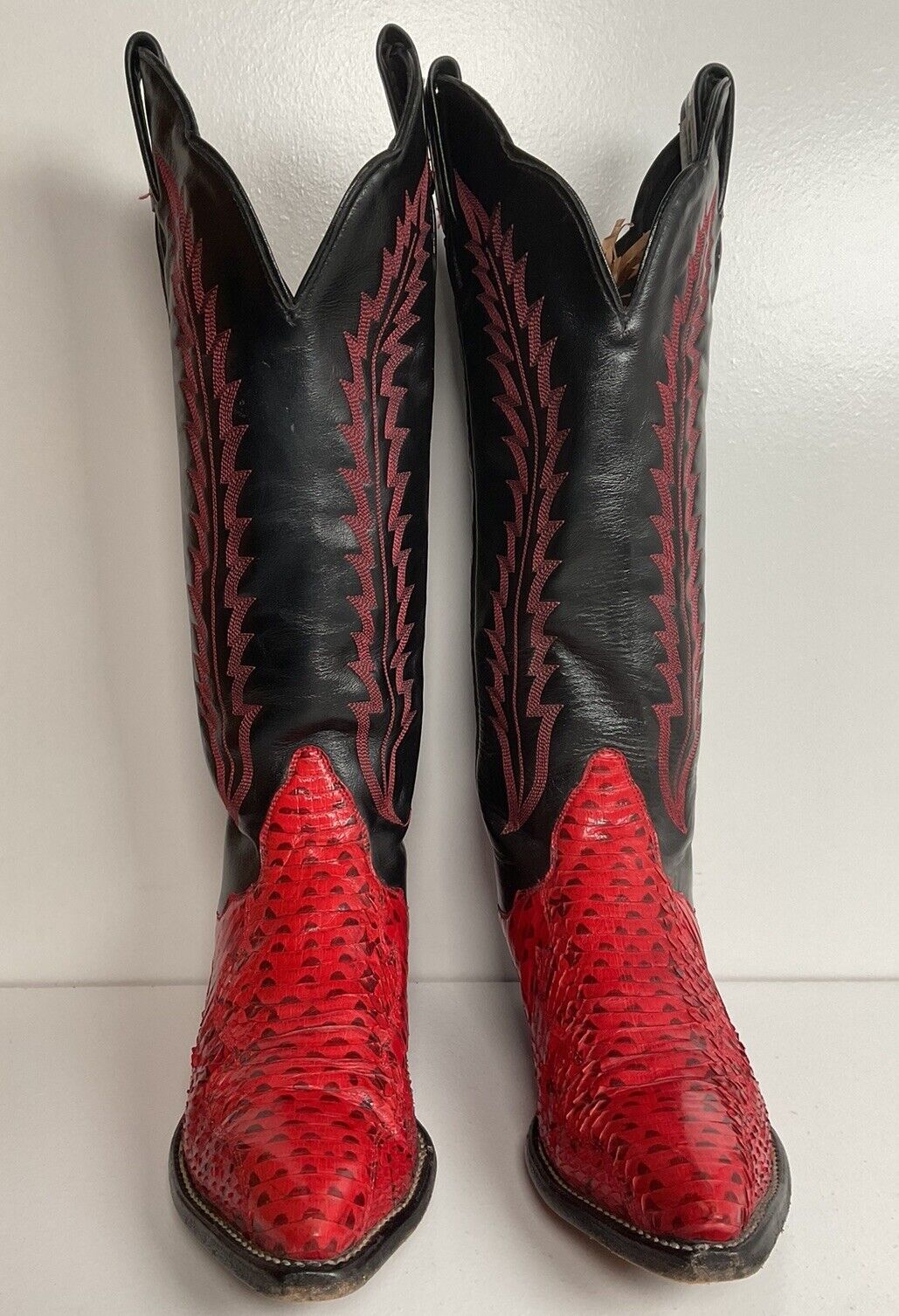 Tony Lama 15” Tall Red Snakeskin Cowgirl Boots 6 M Thieves Market