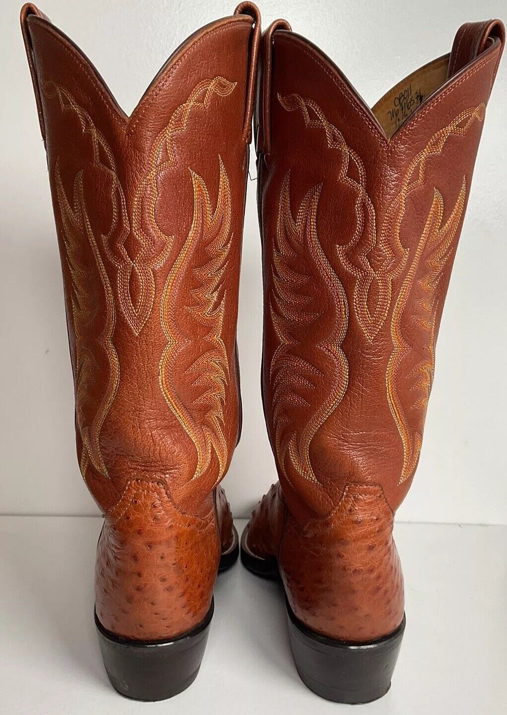 Tony Lama Exotic Full Quill Ostrich Cowboy Boots 8 EE Vibram Sole White Label