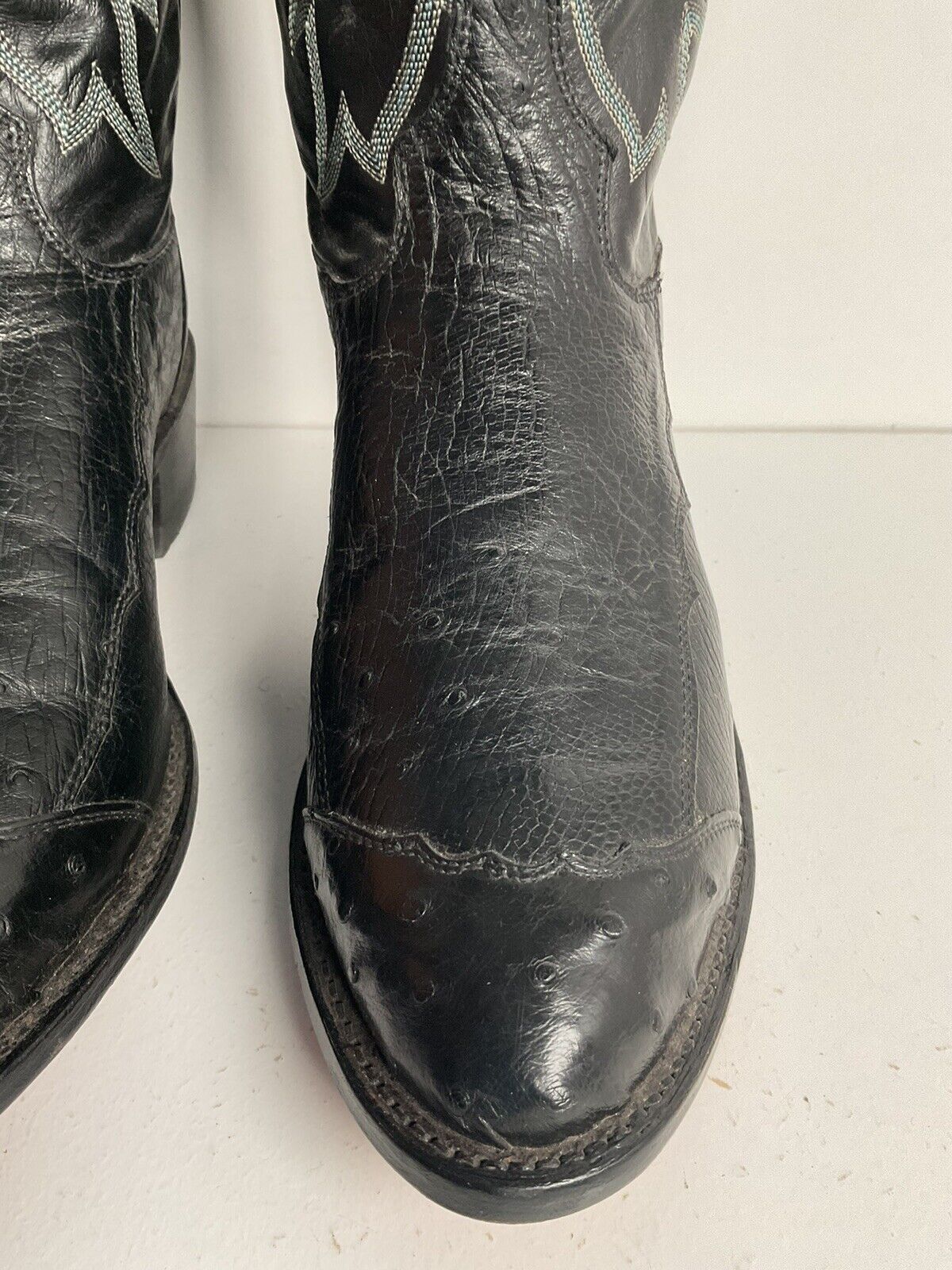 Tony Lama Smooth, Pin Quill Ostrich Cowboy Boots 8.5 EE Wingtip Exotic USA