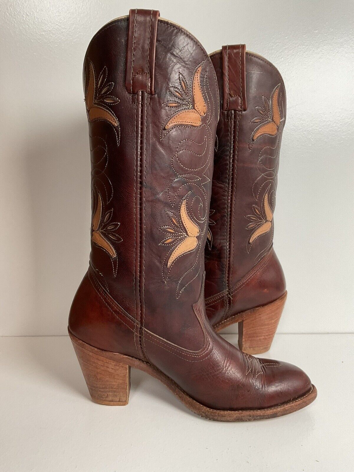 Vintage Dingo Acme Tulip Cowgirl Boots 7.5 M USA Made