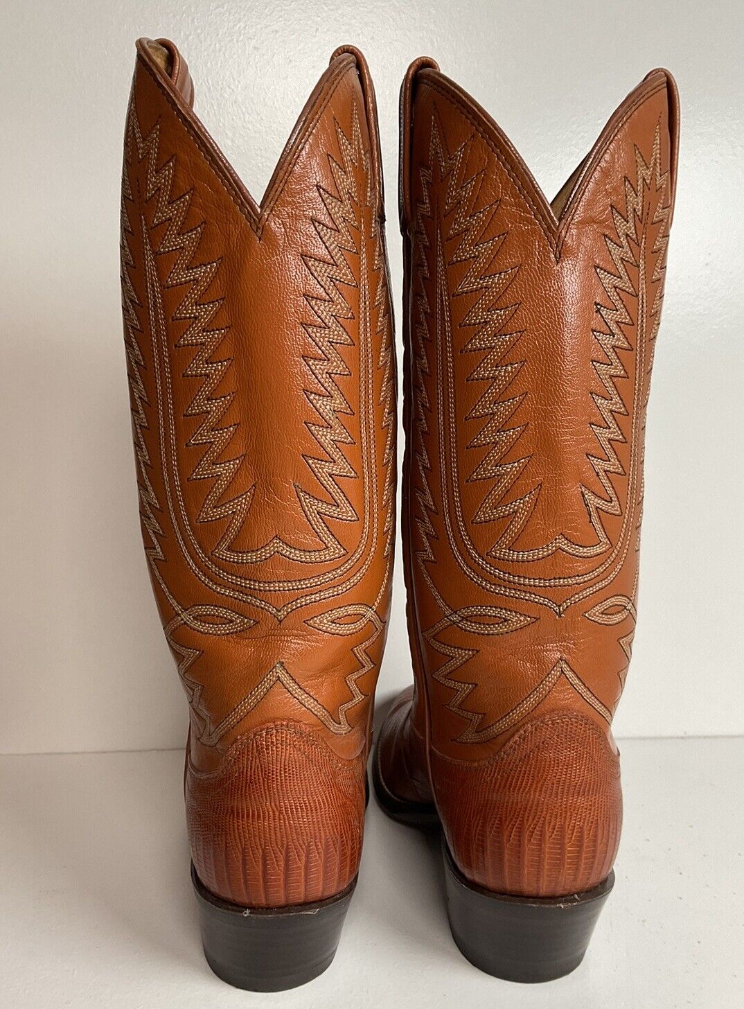 Vintage Dan Post Peanut Brittle Lizard Cowboy Boots 8 D Old Label