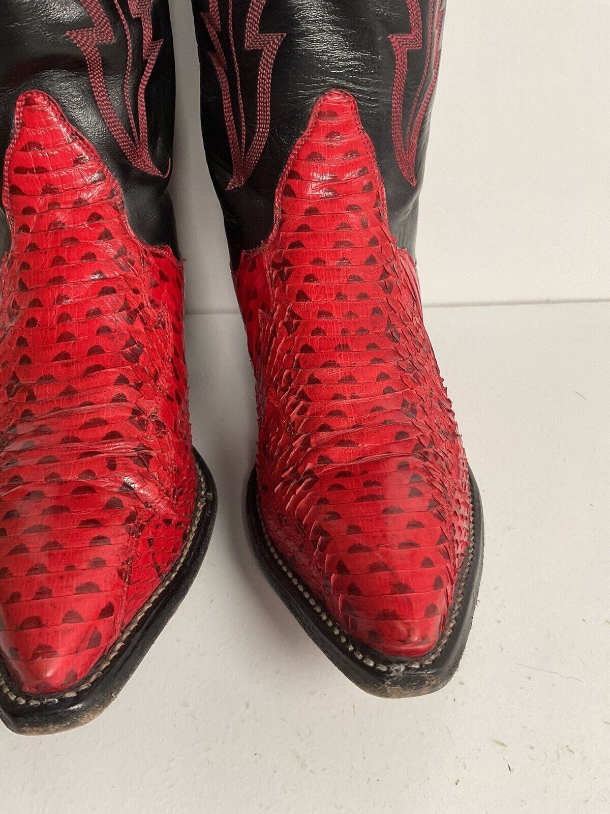 Tony Lama 15” Tall Red Snakeskin Cowgirl Boots 6 M Thieves Market