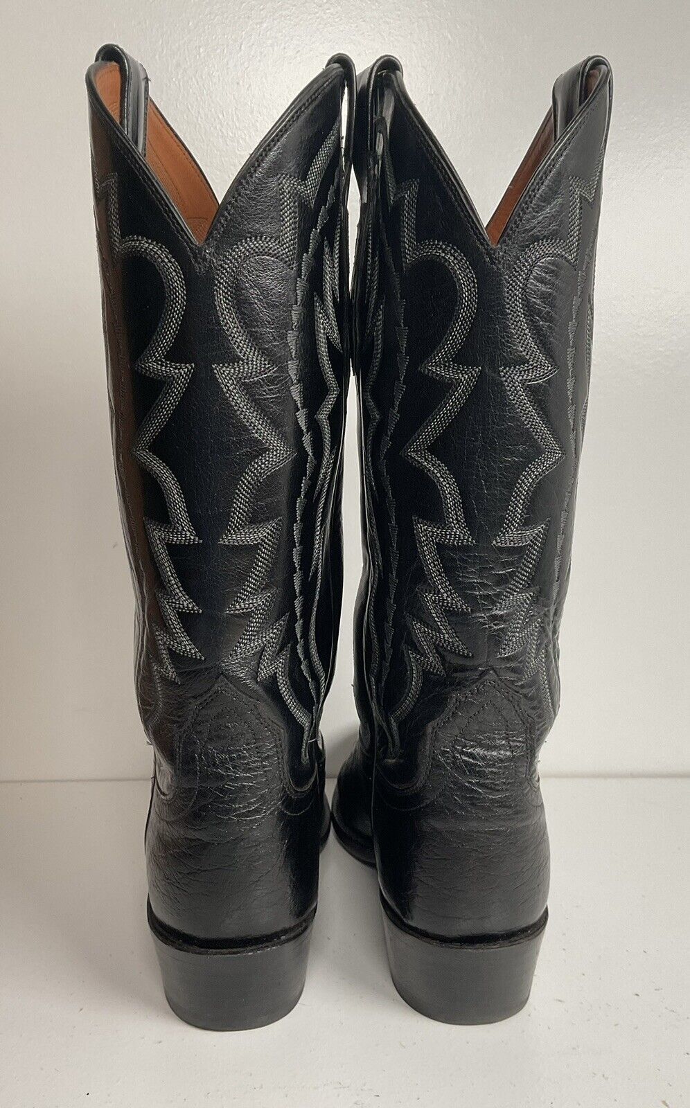 Vintage Lucchese 2000 Smooth Ostrich Leather Cowboy Boots 7.5 D Exotic