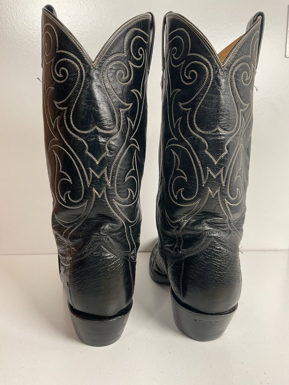 Vintage Tony Lama Exotic Ostrich Wingtip Cowboy Boots 9 D New Soles Black Label