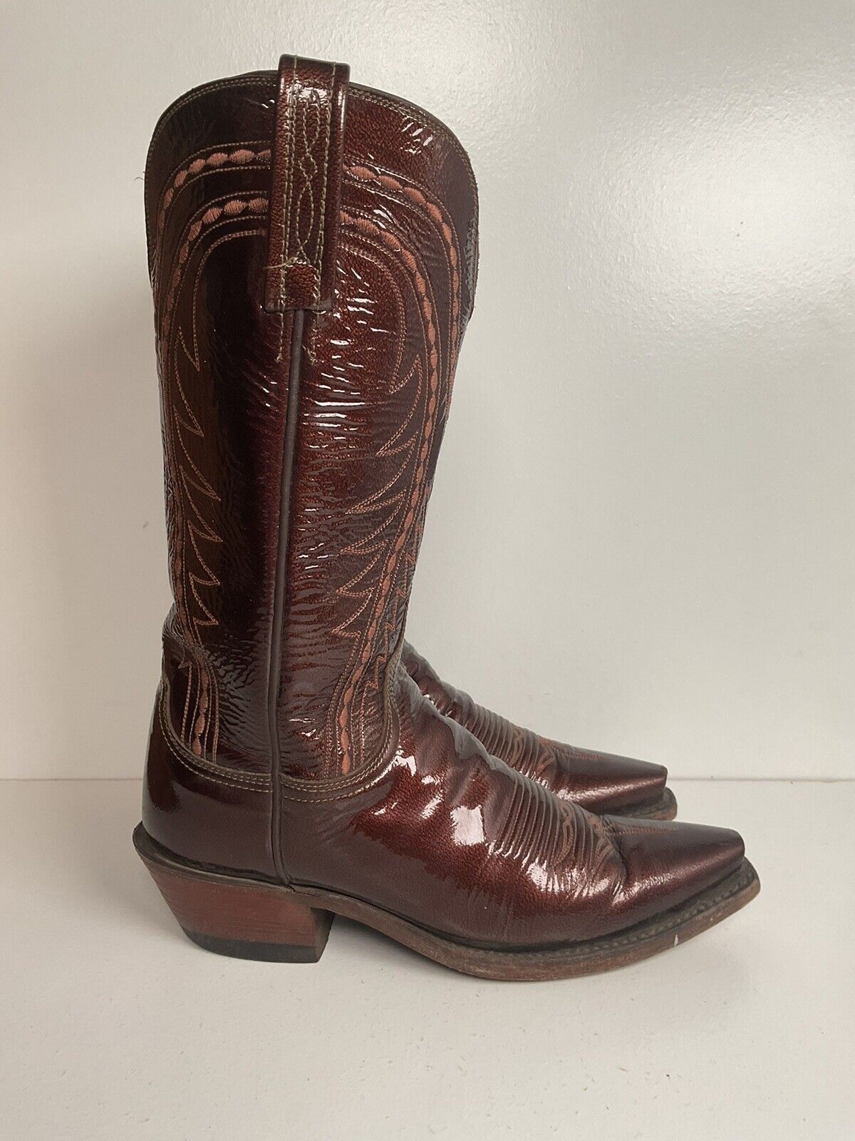 Lucchese Women’s 1883 Glossy Patent Leather Cowgirl Boots 6 B