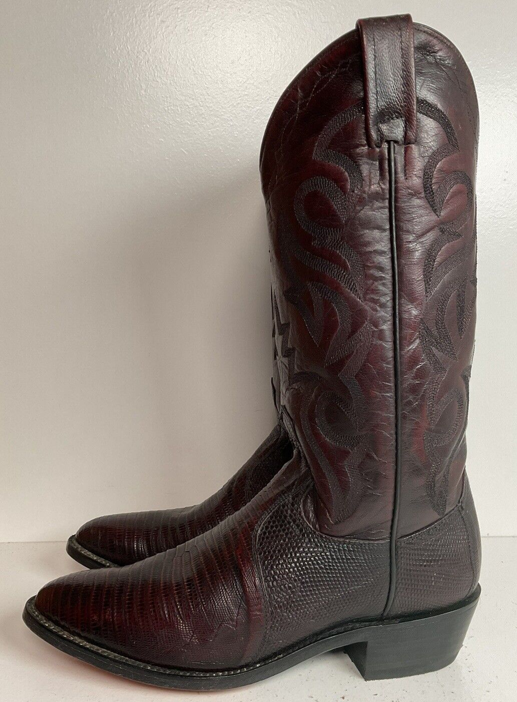 Dan Post Black Cherry Teju Lizard Cowboy Boots 8 D