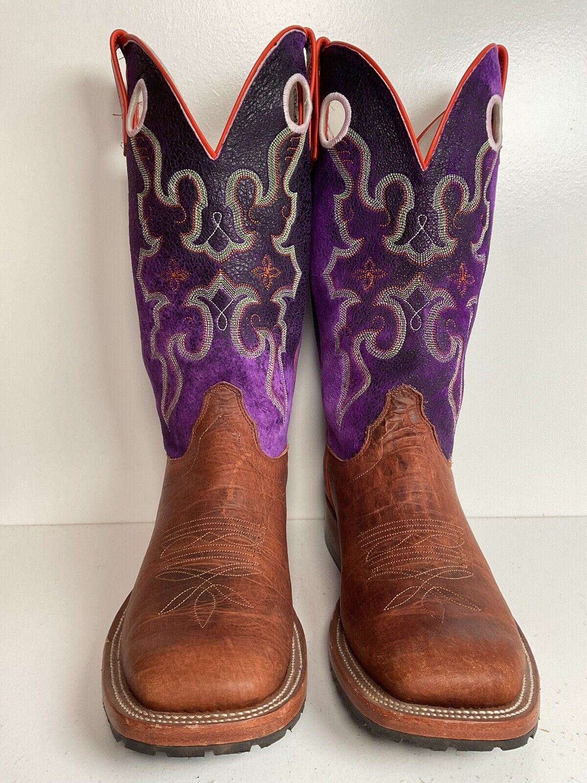 Olathe Custom Purple Buckaroo Cowboy Boots 8 D Punchy Distressed Crystal Suede