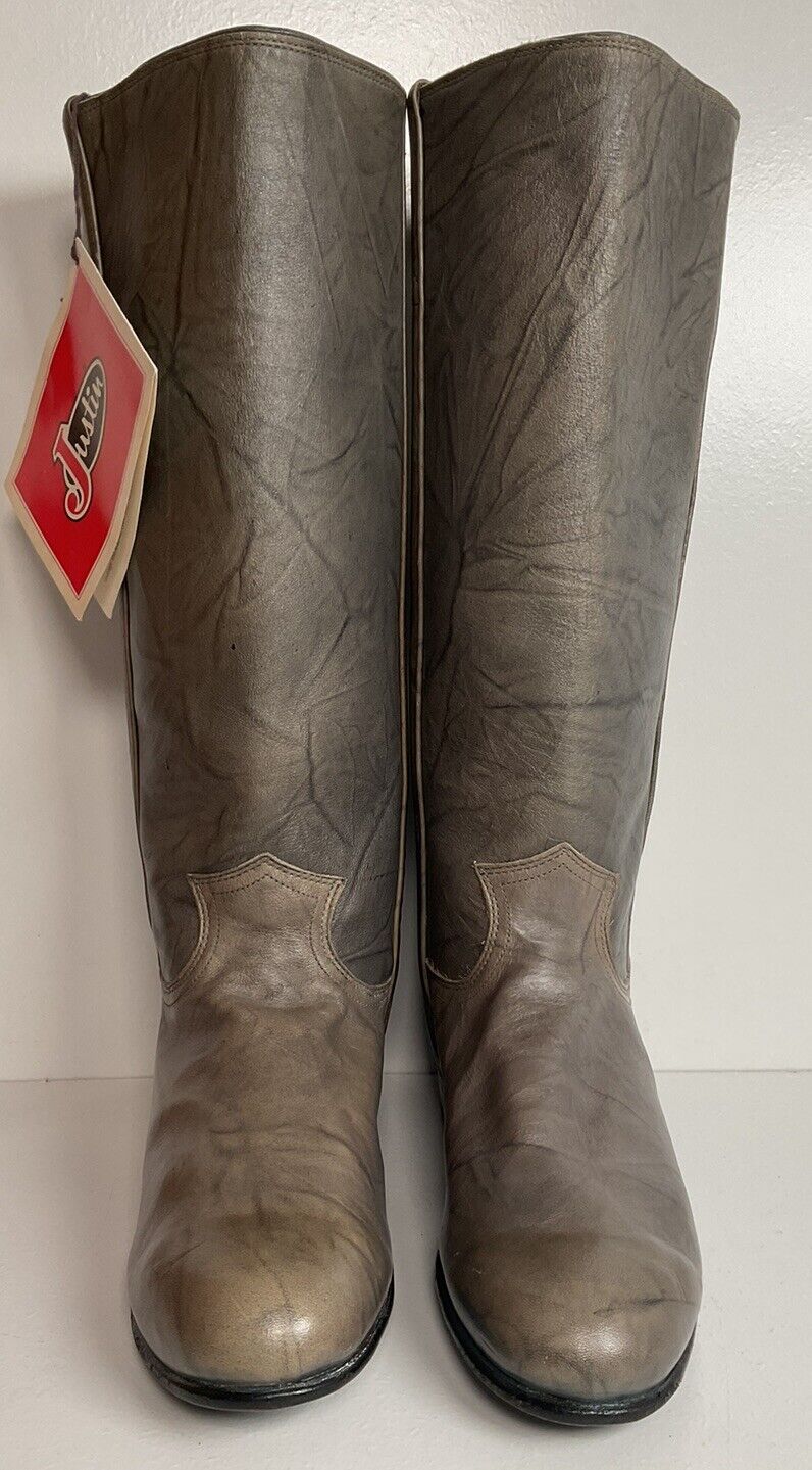 Vintage Justin Grey Marbled Campus Riding Boots 7 B USA Made