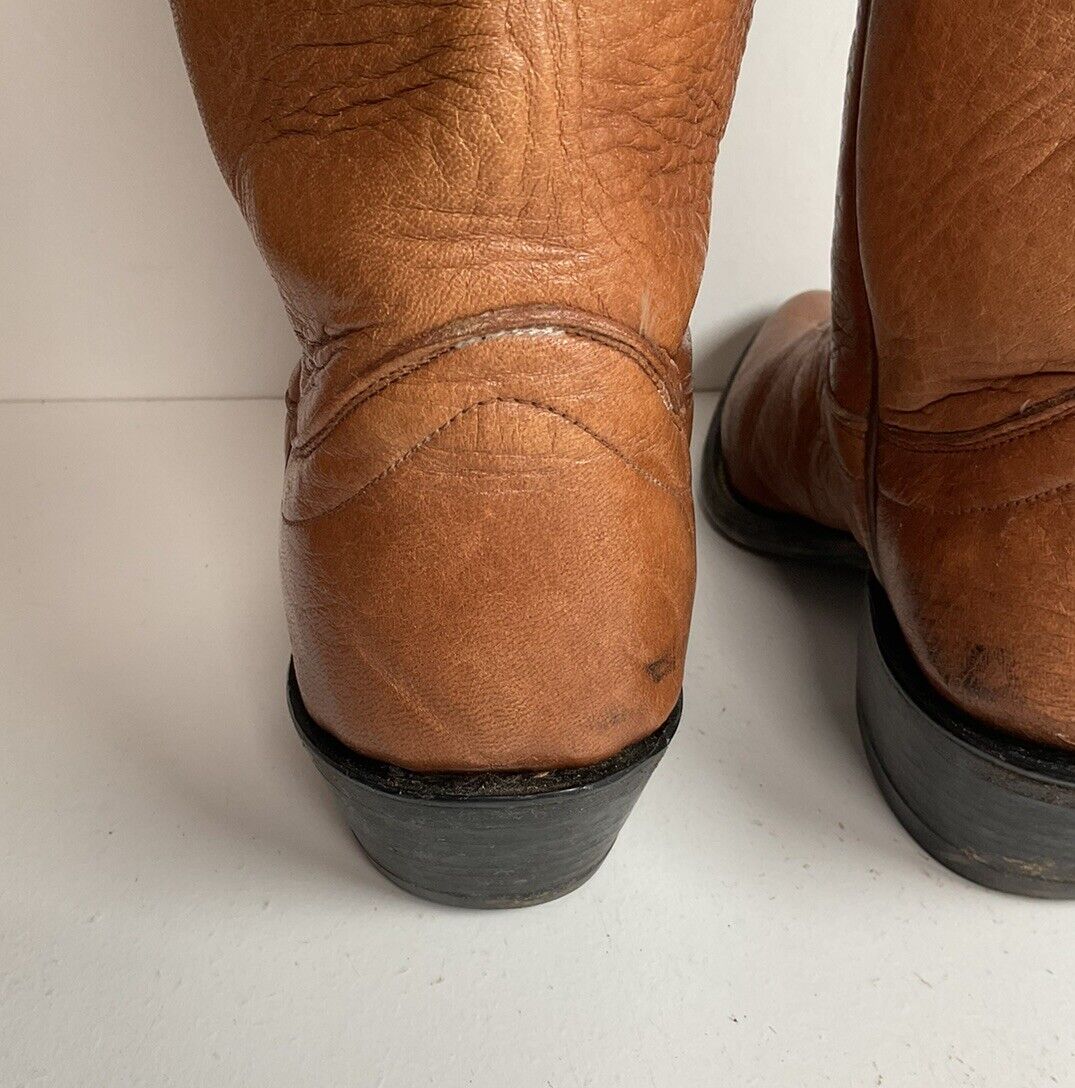 Vintage Olathe Soft Elk Buckaroo Cowboy Boots 7.5 C Brown Leather Punchy USA