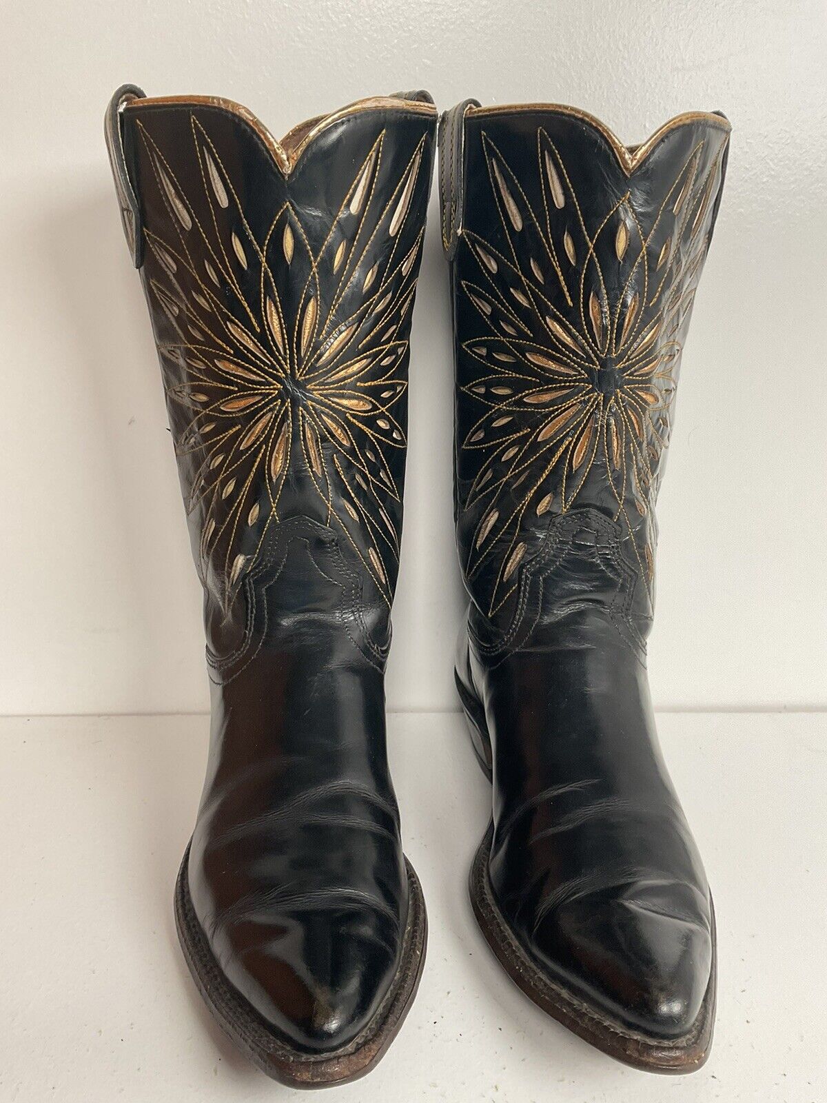 Vintage ACME Peewee Shorty Cowgirl Boots 5.5 C Starburst Inlay 60s 70s