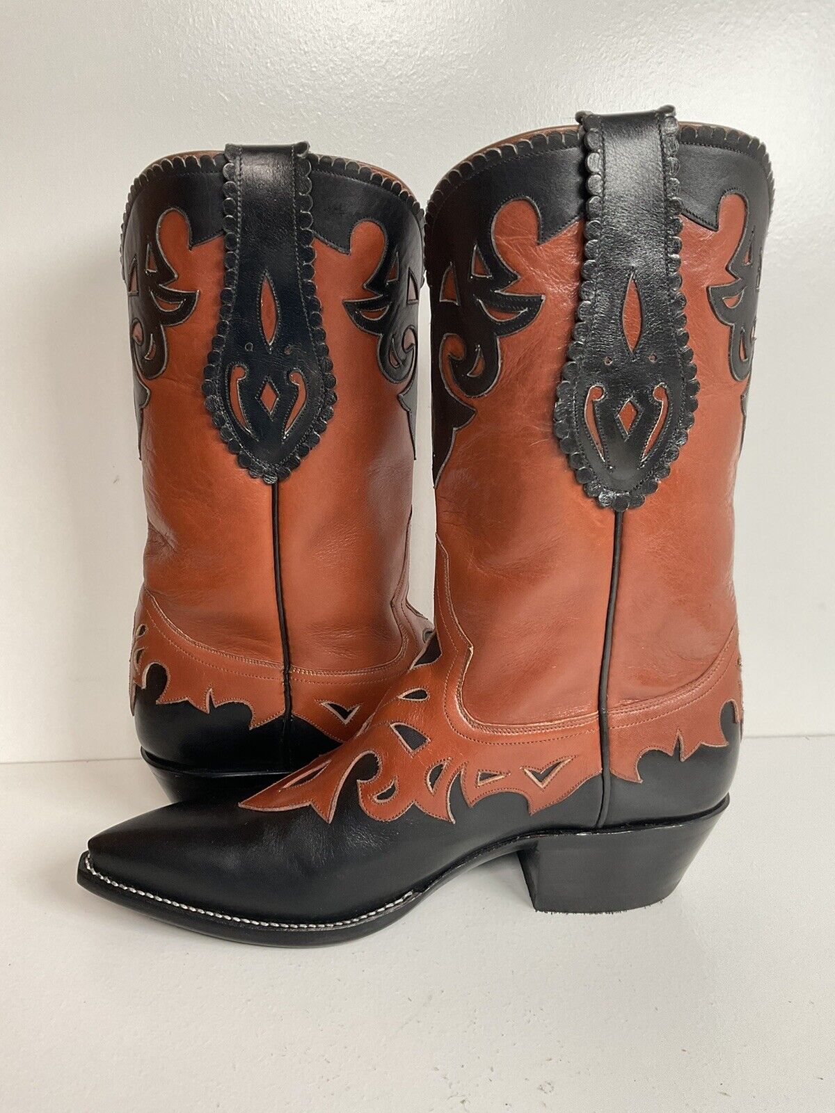 Vintage Rocketbuster Cowgirl Boots 4.5 Men | 5.5-6 Women Tooled Overlay Mule Ear