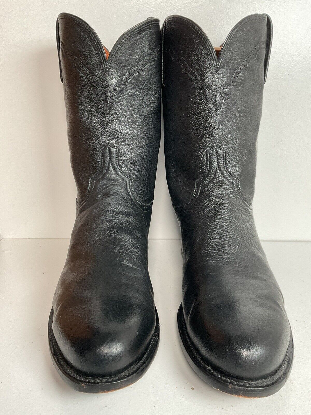 Lucchese 1883 Classic Black Roper Boots 14 EE