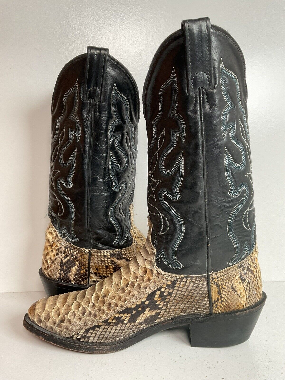 Vintage Abilene Back Cut Python Cowboy Boots 10 D USA Snakeskin