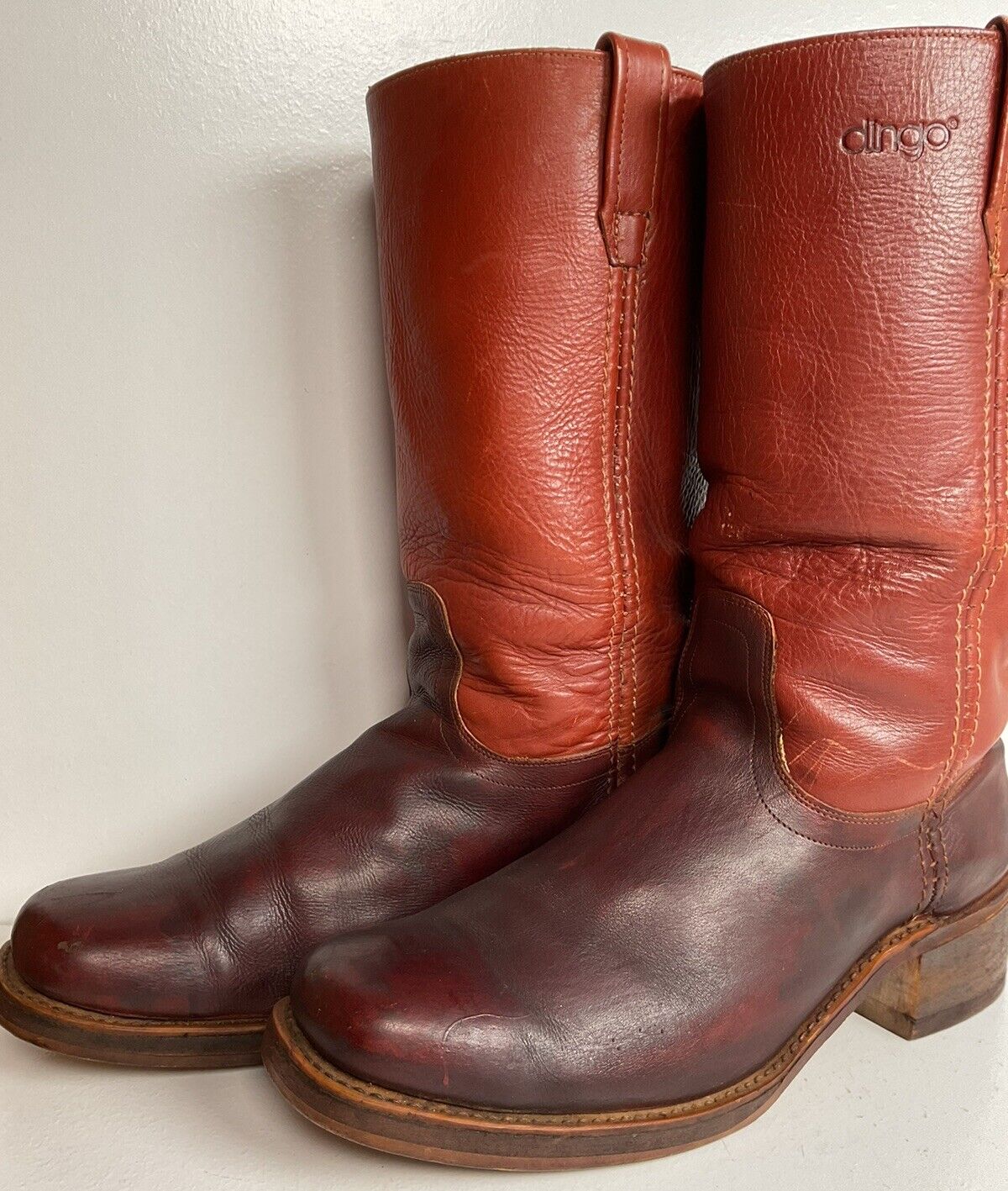 Vintage Acme Dingo Leather Campus Boots 13 D Thrashed