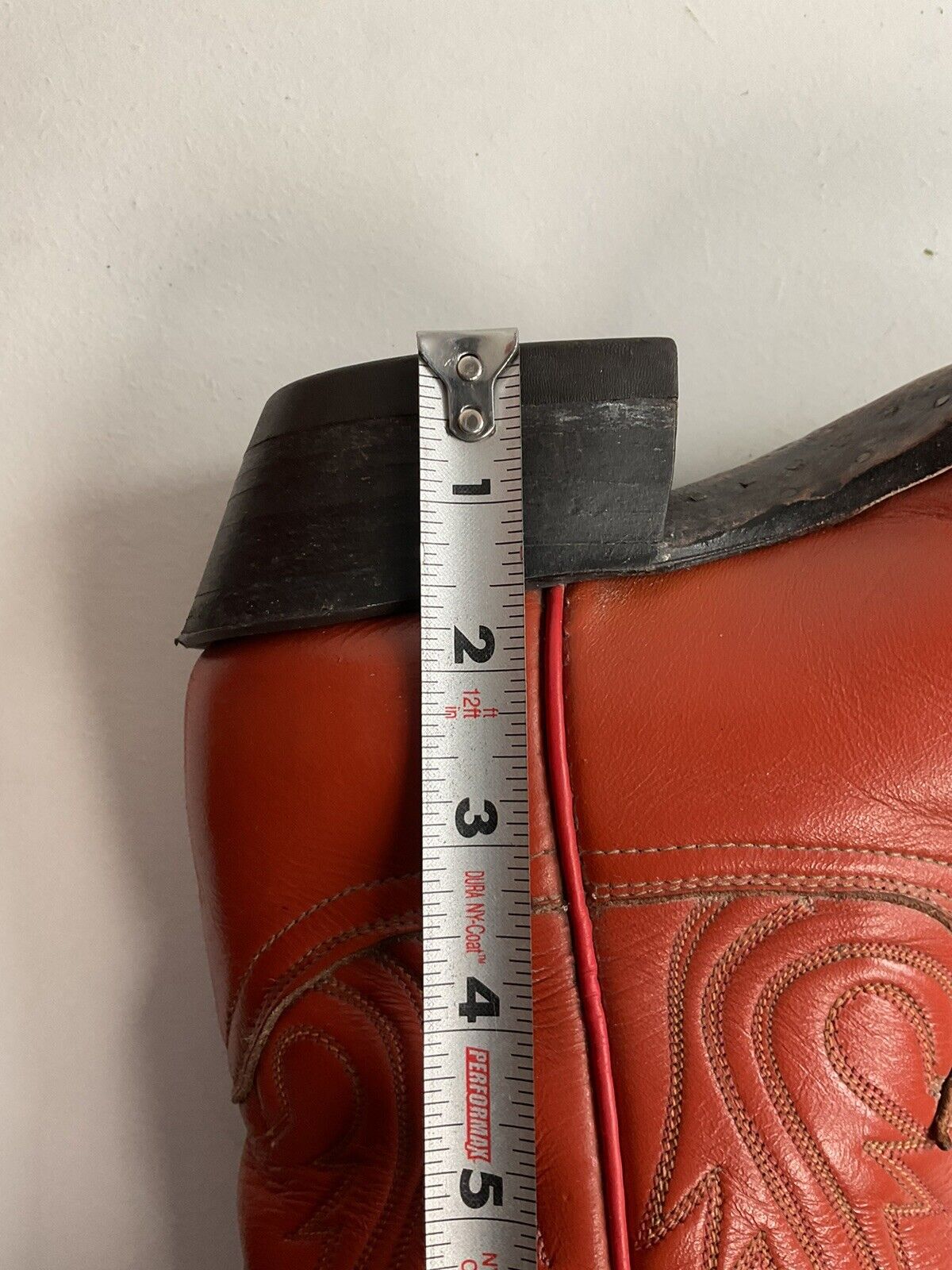 Vintage Tony Lama Burnt Orange Cowgirl Boots 6.5 C Tooled Inlay