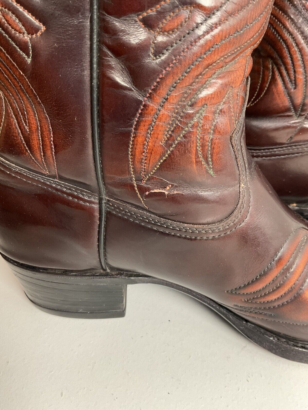 Vintage Texas Brand Patent Thunderbird Cowboy Boots 10.5 EE Rainbow Peacock