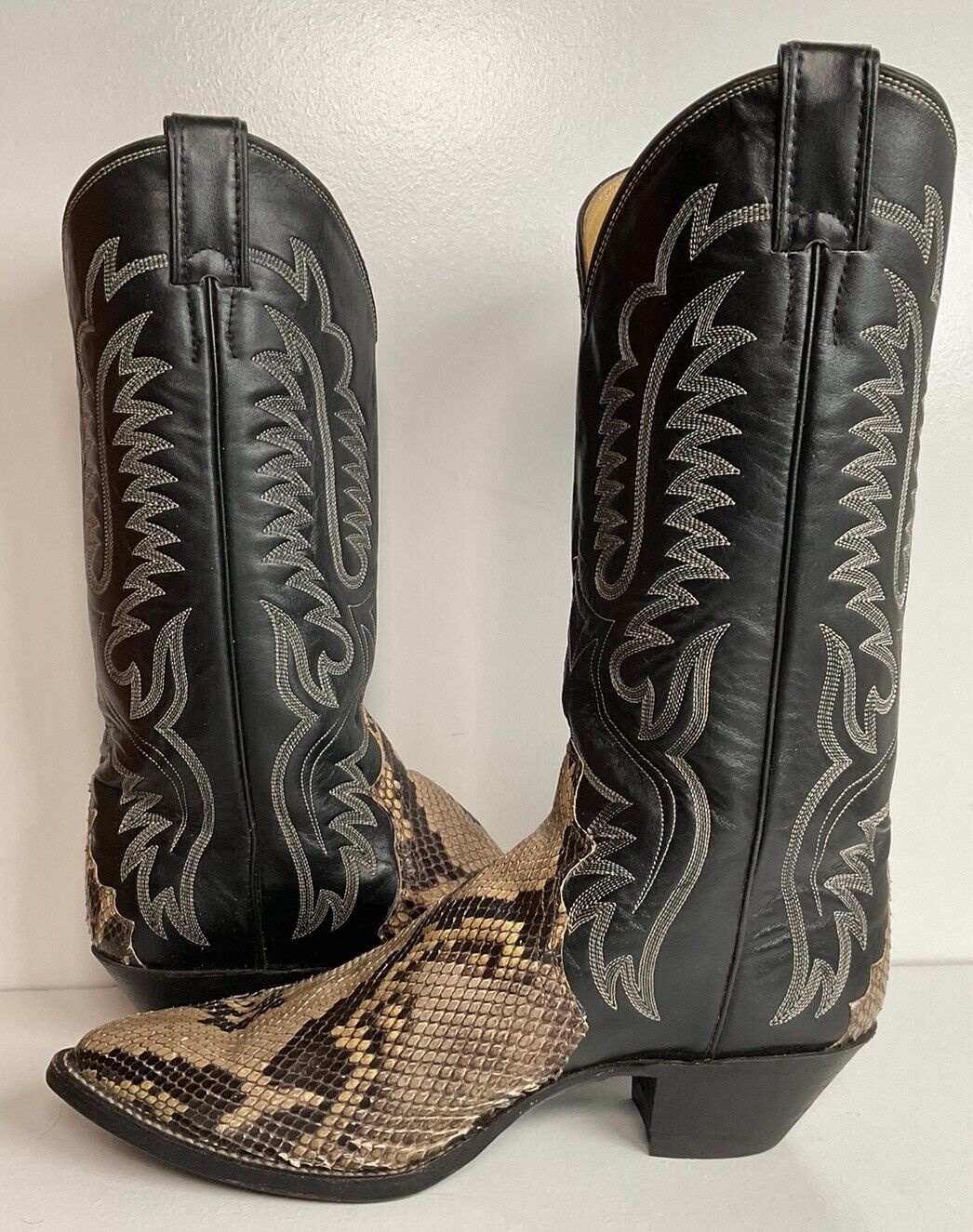 Justin Front Cut Python Snakeskin Cowboy Boots 8.5 D Triad USA Made