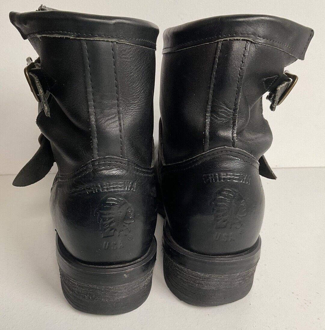 Chippewa Black Leather Engineer Harness Boots 9.5 D Style 27872 Steel Toe