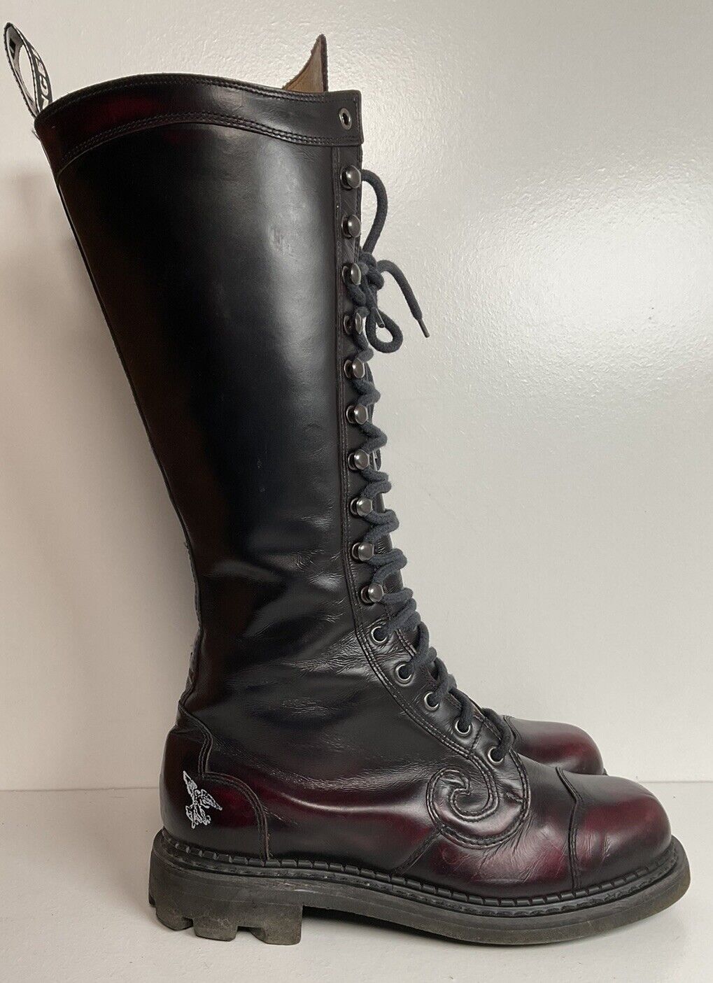 Vintage Fluevog Derby Swirl Angelic Lace Up Boots 7 UK  95 US Oxblood DDFT 90s