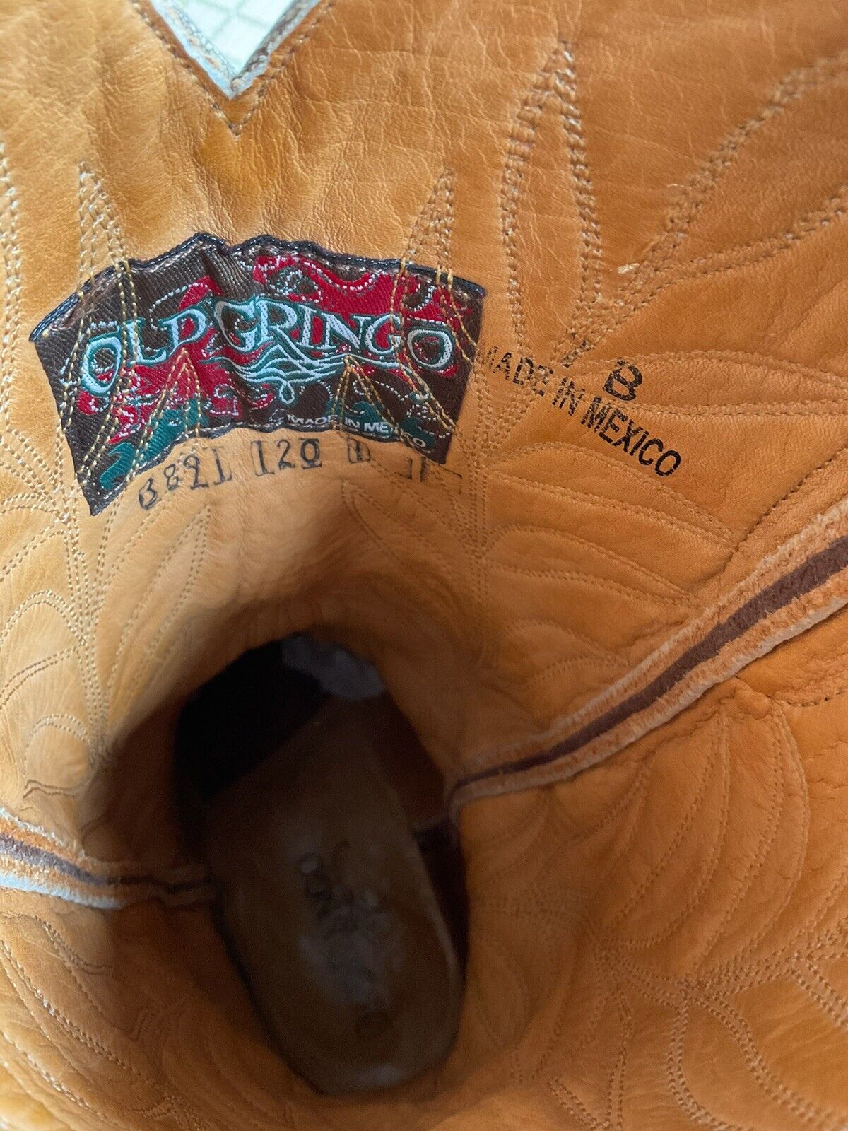 Old Gringo Cowgirl Boots 7 B Tooled Leaf Inlay New Half Soles